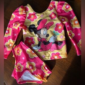Disney Minnie Mouse Pink and Yellow Floral Long-Sleeve Swim Set